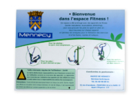 Panneau signalétique en stratifié compact pour zone fitness, impression numérique stratifiée.
